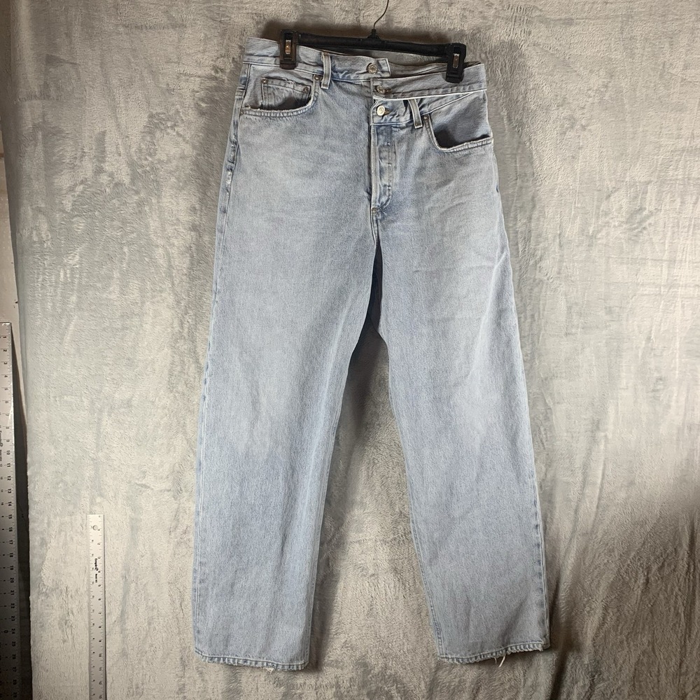 Agolde Women's Jeans 29 Broken Waistband Organic Cotton Light Wash Wide Leg